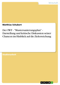 Der IWF - "Mustersanierungsplan" - Darstellung und kritische Diskussion seiner Chancen im Hinblick auf die Zielerreichung - Matthias Schubert - E-Book