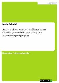 Analyse eines prosaischenTextes: Anna Gavalda, Je voudrais que quelqu'un m'attende quelque part - Maria Schmid - E-Book