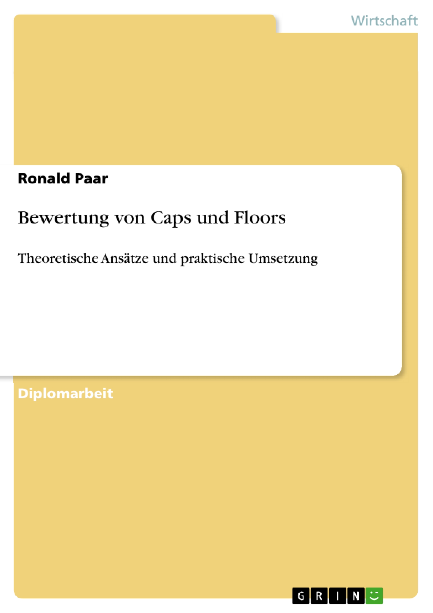 Bewertung von Caps und Floors - Ronald Paar - E-Book