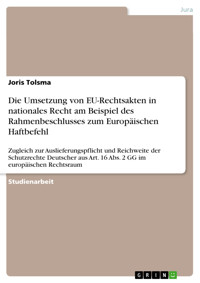 Die Umsetzung von EU-Rechtsakten in nationales Recht am Beispiel des Rahmenbeschlusses zum Europäischen Haftbefehl - Joris Tolsma - E-Book