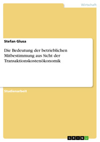 Die Bedeutung der betrieblichen Mitbestimmung aus Sicht der Transaktionskostenökonomik - Stefan Glusa - E-Book