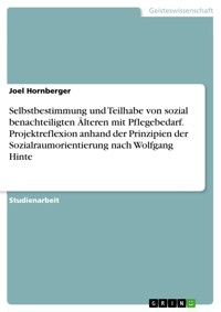 Selbstbestimmung und Teilhabe von sozial benachteiligten Älteren mit Pflegebedarf. Projektreflexion anhand der Prinzipien der Sozialraumorientierung nach Wolfgang Hinte - Joel Hornberger - E-Book