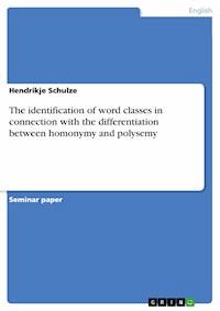 The identification of word classes in connection with the differentiation between homonymy and polysemy - Hendrikje Schulze - E-Book