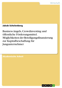 Business Angels, Crowdinvesting und öffentliche Förderungsmittel. Möglichkeiten der Beteiligungsfinanzierung zur Kapitalbeschaffung für Jungunternehmer - Jakob Schelenberg - kostenlos E-Book