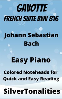 Gavotte French Suite BWV 816 Easy Piano Sheet Music with Colored Notation - SilverTonalities - E-Book