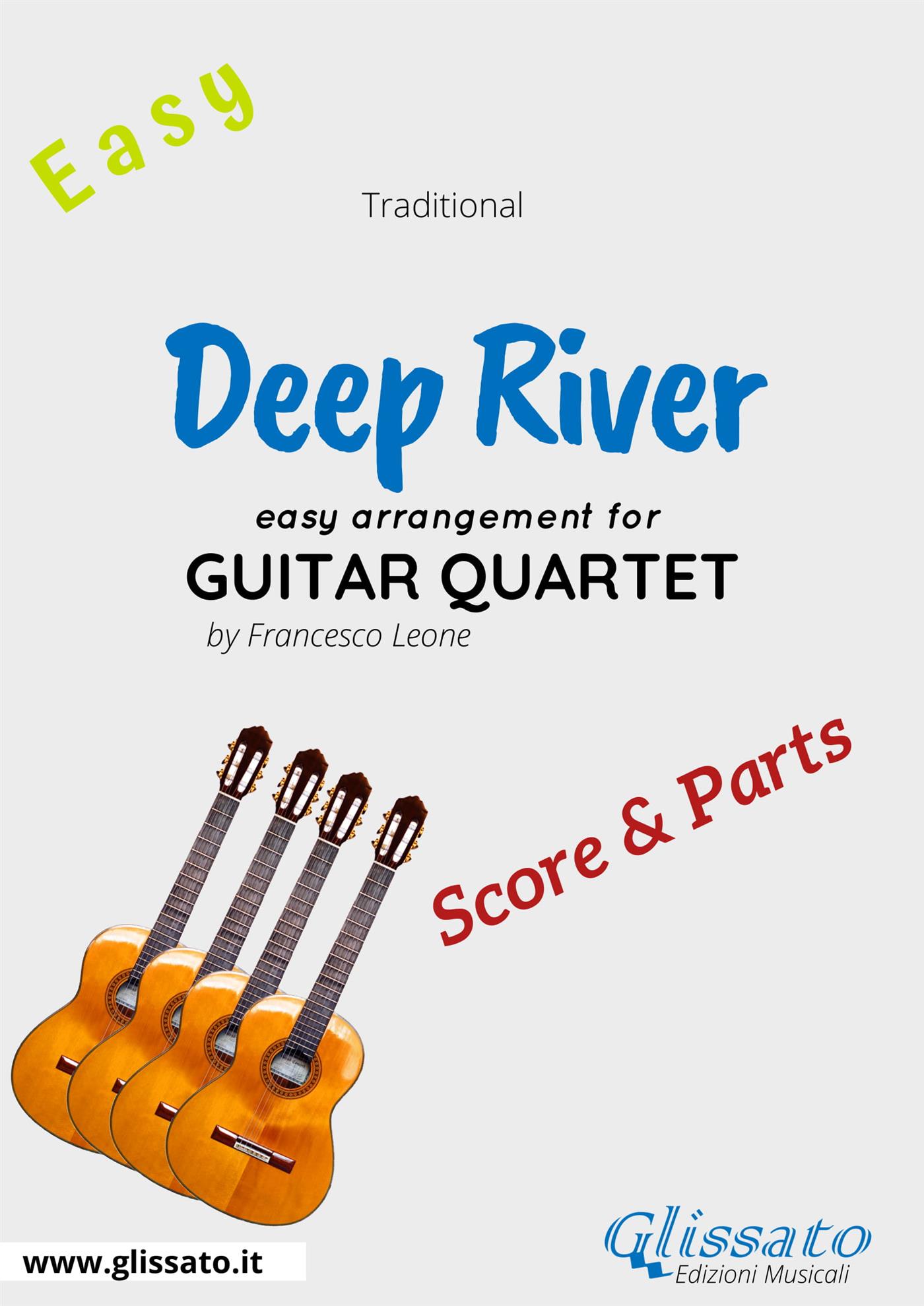 Deep River - Easy Guitar Quartet (score & parts) - Francesco Leone - E-Book