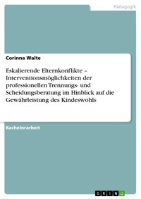 Eskalierende Elternkonflikte – Interventionsmöglichkeiten der professionellen  Trennungs- und Scheidungsberatung im Hinblick auf die Gewährleistung des Kindeswohls - Corinna Walte - E-Book