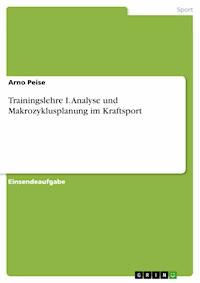 Trainingslehre I. Analyse und Makrozyklusplanung im Kraftsport - Arno Peise - E-Book
