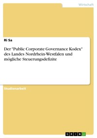 Der "Public Corporate Governance Kodex" des Landes Nordrhein-Westfalen und mögliche Steuerungsdefizite - Ri Sa - E-Book