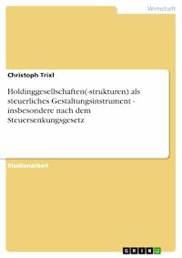 Holdinggesellschaften(-strukturen) als steuerliches Gestaltungsinstrument - insbesondere nach dem Steuersenkungsgesetz - Christoph Trixl - E-Book