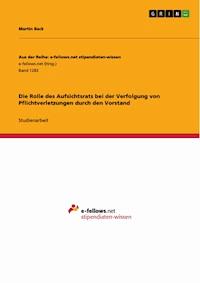 Die Rolle des Aufsichtsrats bei der Verfolgung von Pflichtverletzungen durch den Vorstand - Martin Back - E-Book