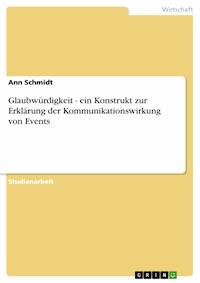 Glaubwürdigkeit - ein Konstrukt zur Erklärung der Kommunikationswirkung von Events - Ann Schmidt - E-Book