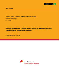 Examensrevelante Themengebiete des Strafprozessrechts. Ausführliche Zusammenfassung - Thea Becker - E-Book