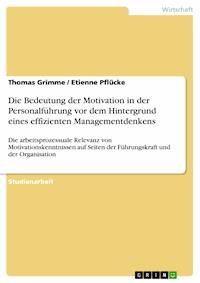 Die Bedeutung der Motivation in der Personalführung vor dem Hintergrund eines effizienten Managementdenkens - Thomas Grimme - E-Book