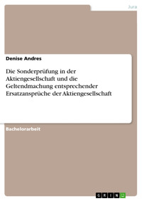 Die Sonderprüfung in der Aktiengesellschaft und die Geltendmachung entsprechender Ersatzansprüche der Aktiengesellschaft - Denise Andres - E-Book