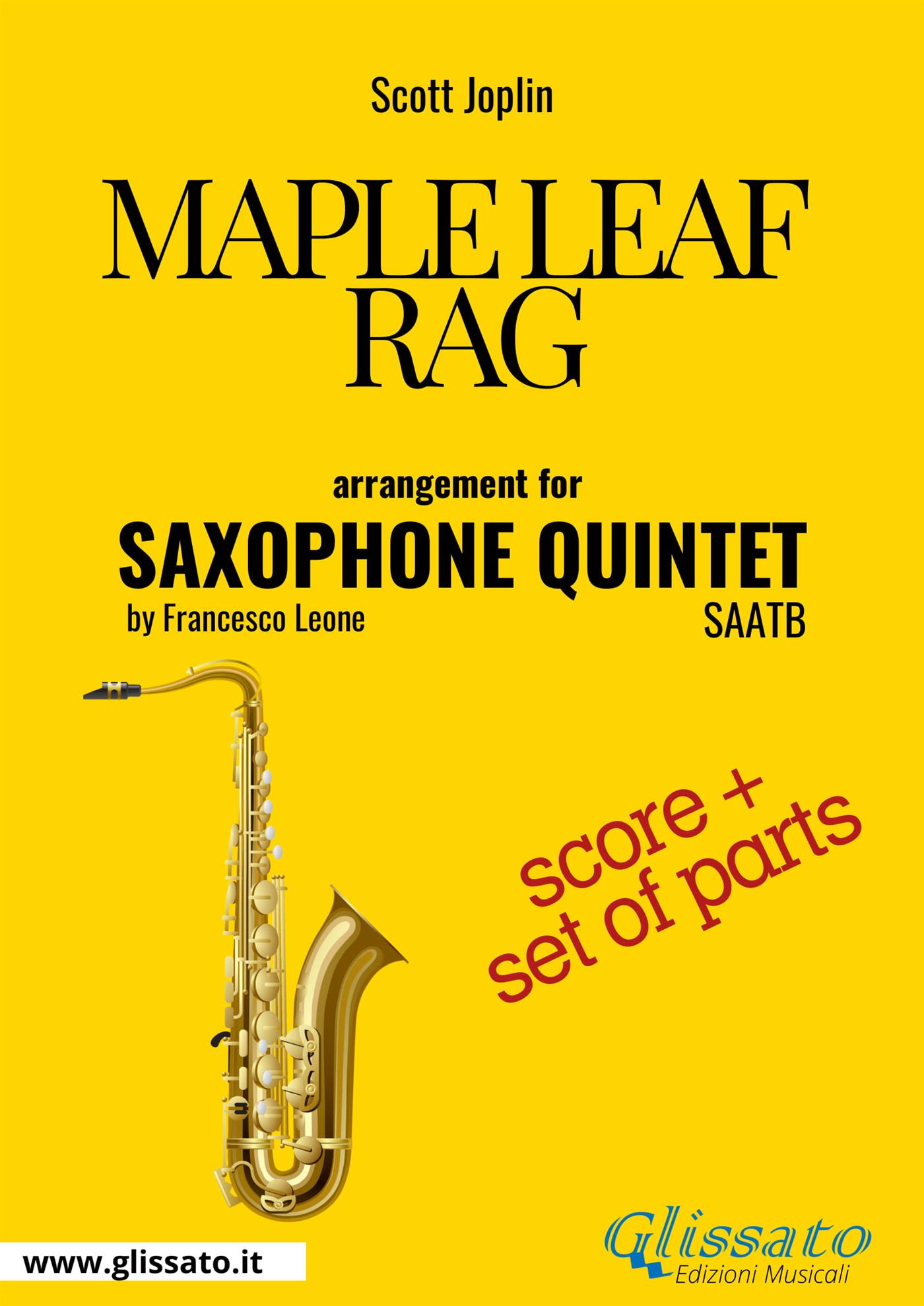 Saxophone Quintet "Maple Leaf Rag" score & parts - Scott Joplin - E-Book
