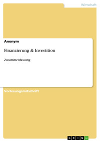 Finanzierung & Investition -  - E-Book