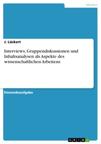 Interviews, Gruppendiskussionen und Inhaltsanalysen als Aspekte des wissenschaftlichen Arbeitens - J. Lückert - E-Book