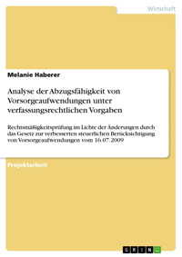 Analyse der Abzugsfähigkeit von Vorsorgeaufwendungen unter verfassungsrechtlichen Vorgaben - Melanie Haberer - E-Book