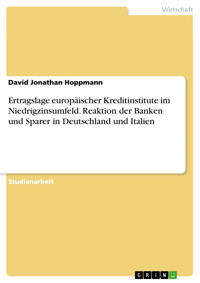 Ertragslage europäischer Kreditinstitute im Niedrigzinsumfeld. Reaktion der Banken und Sparer in Deutschland und Italien - David Jonathan Hoppmann - E-Book