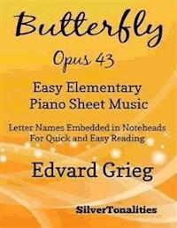 Butterfly Opus 43 Easy Elementary Piano Sheet Music - SilverTonalities - E-Book
