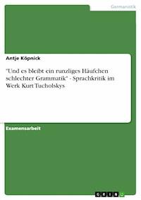 "Und es bleibt ein runzliges Häufchen schlechter Grammatik" - Sprachkritik im Werk Kurt Tucholskys - Antje Köpnick - E-Book