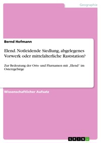 Elend. Notleidende Siedlung, abgelegenes Vorwerk oder mittelalterliche Raststation? - Bernd Hofmann - E-Book