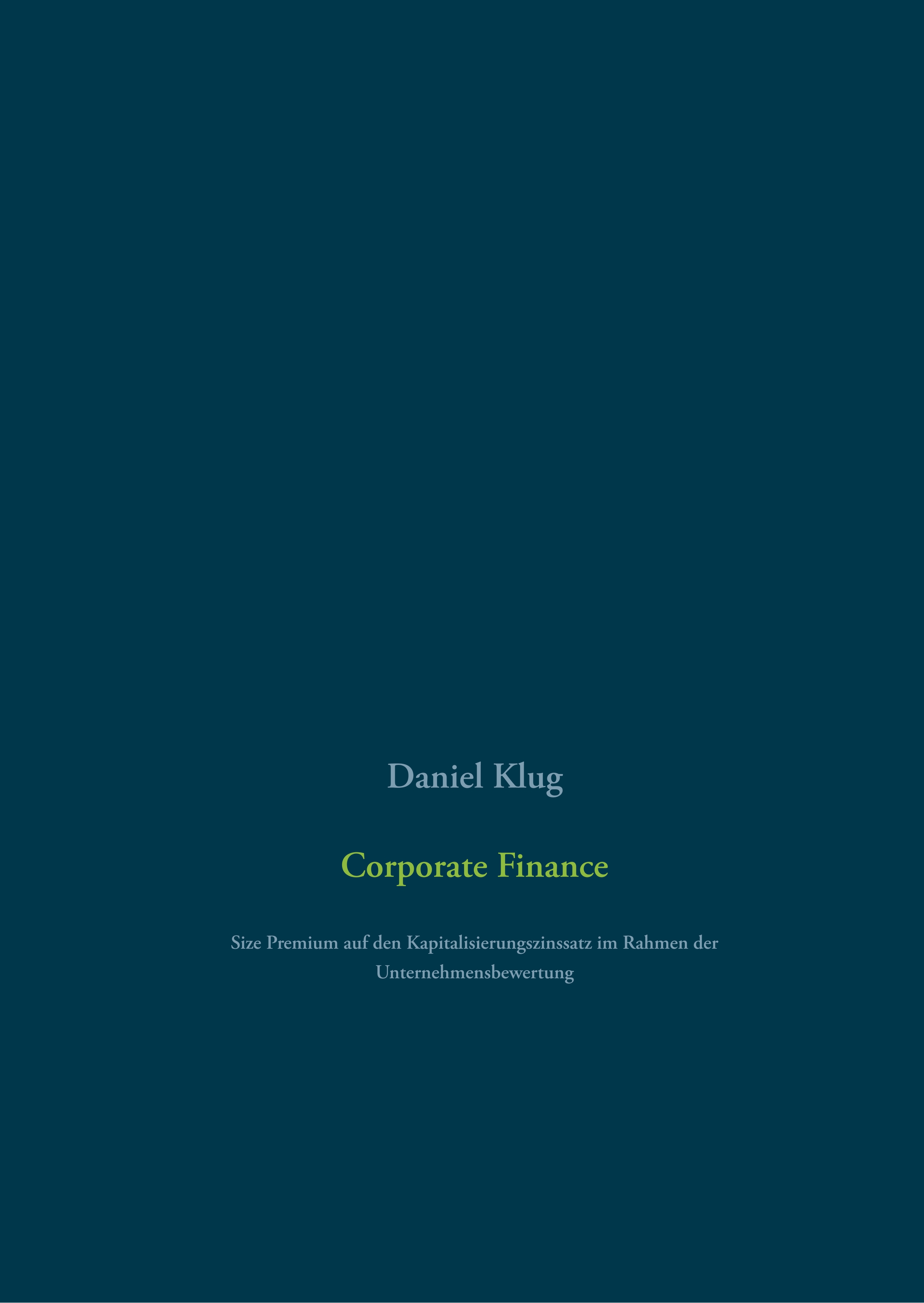 Corporate Finance - Daniel Klug - E-Book