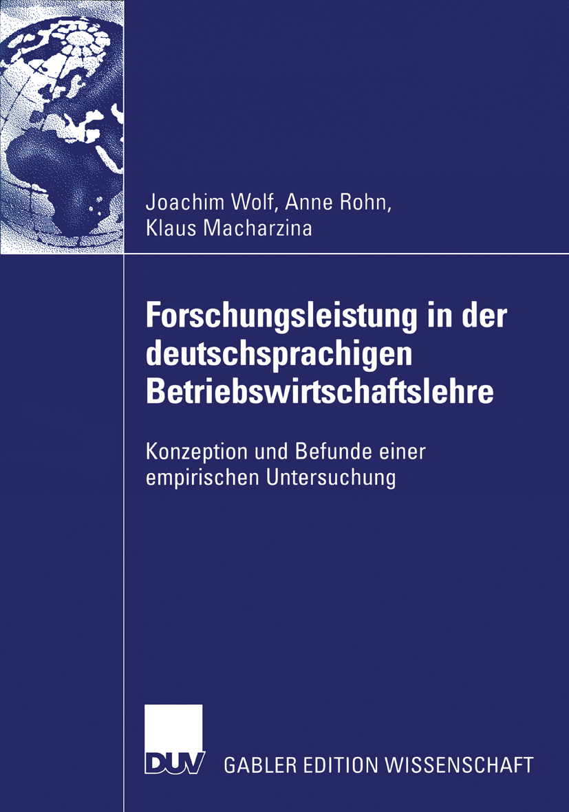 Forschungsleistung in der deutschsprachigen Betriebswirtschaftslehre - Joachim Wolf - E-Book