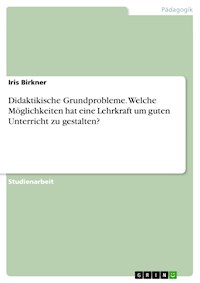Didaktikische Grundprobleme. Welche Möglichkeiten hat eine Lehrkraft um guten Unterricht zu gestalten? - Iris Birkner - E-Book