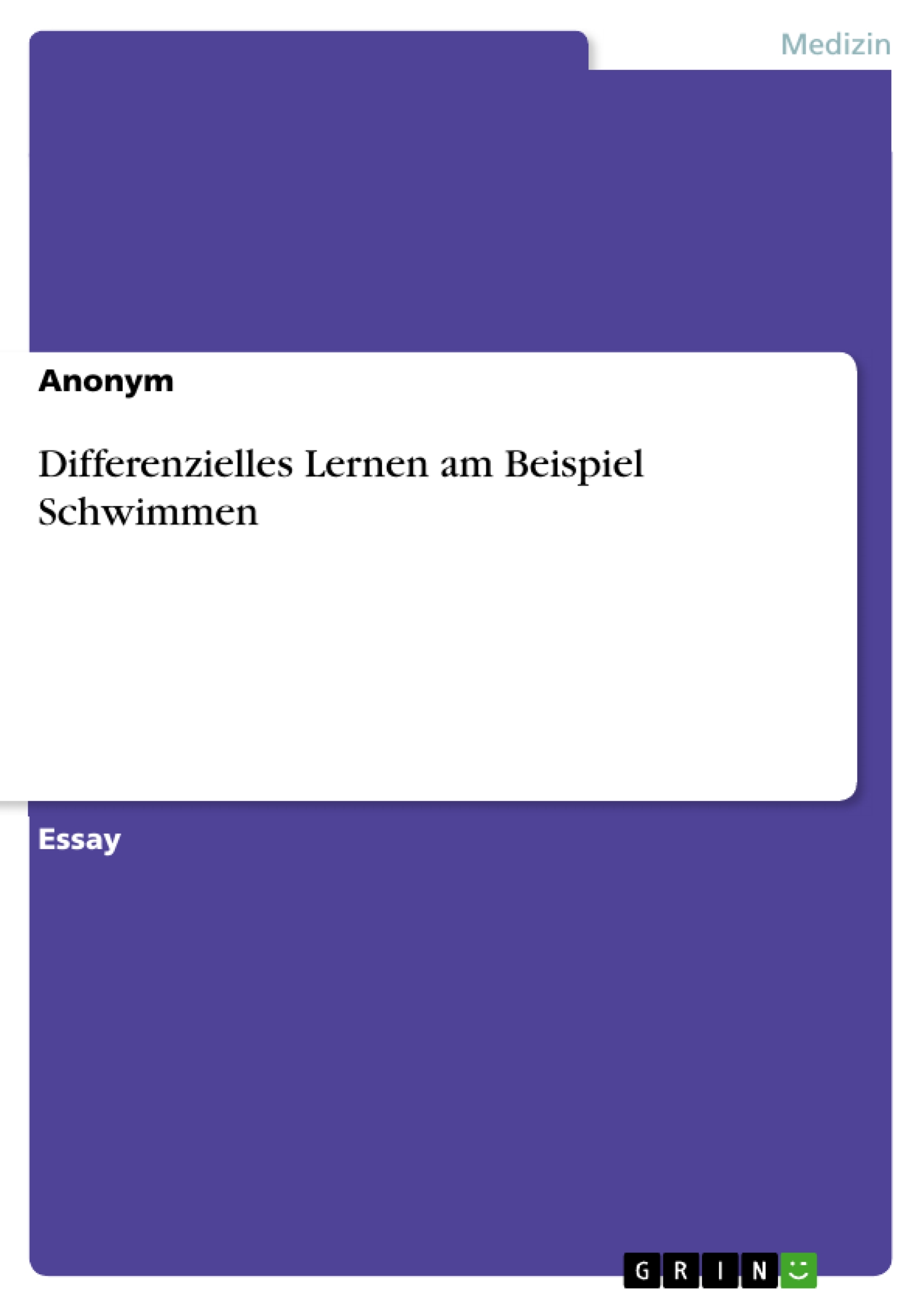 Differenzielles Lernen am Beispiel Schwimmen -  - E-Book