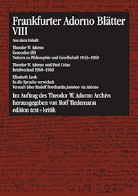 Frankfurter Adorno Blätter VIII -  - E-Book