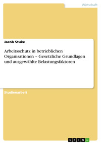 Arbeitsschutz in betrieblichen Organisationen – Gesetzliche Grundlagen und ausgewählte Belastungsfaktoren - Jacob Stuke - E-Book