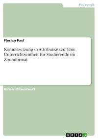 Kommasetzung in Attributsätzen. Eine Unterrichtseinheit für Studierende im Zoomformat - Florian Paul - E-Book