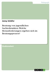 Beratung von jugendlichen Suchterkrankten. Welche Herausforderungen ergeben sich im Beratungsprozess? - Jenny Schäfer - E-Book