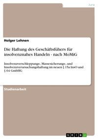 Die Haftung des Geschäftsfühers für insolvenznahes Handeln - nach MoMiG - Holger Lehnen - E-Book