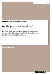 Die Hauptversammlung der AG - Maximilian Schmitz-Klüner - E-Book