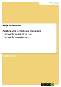 Analyse der Beziehung zwischen Unternehmenskultur und Unternehmensstruktur - Antje Lattermann - E-Book