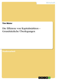 Die Effizienz von Kapitalmärkten – Grundsätzliche Überlegungen - Tim Maier - E-Book