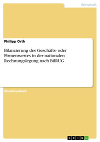 Bilanzierung des Geschäfts- oder Firmenwertes in der nationalen Rechnungslegung nach BilRUG - Philipp Orth - E-Book