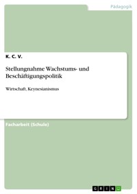 Stellungnahme Wachstums- und Beschäftigungspolitik - K. C. V. - E-Book