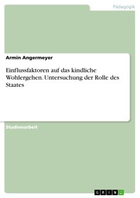 Einflussfaktoren auf das kindliche Wohlergehen. Untersuchung der Rolle des Staates - Armin Angermeyer - E-Book