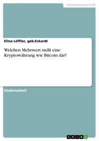 Welchen Mehrwert stellt eine Kryptowährung wie Bitcoin dar? - Elina Löffler, geb.Eckardt - E-Book