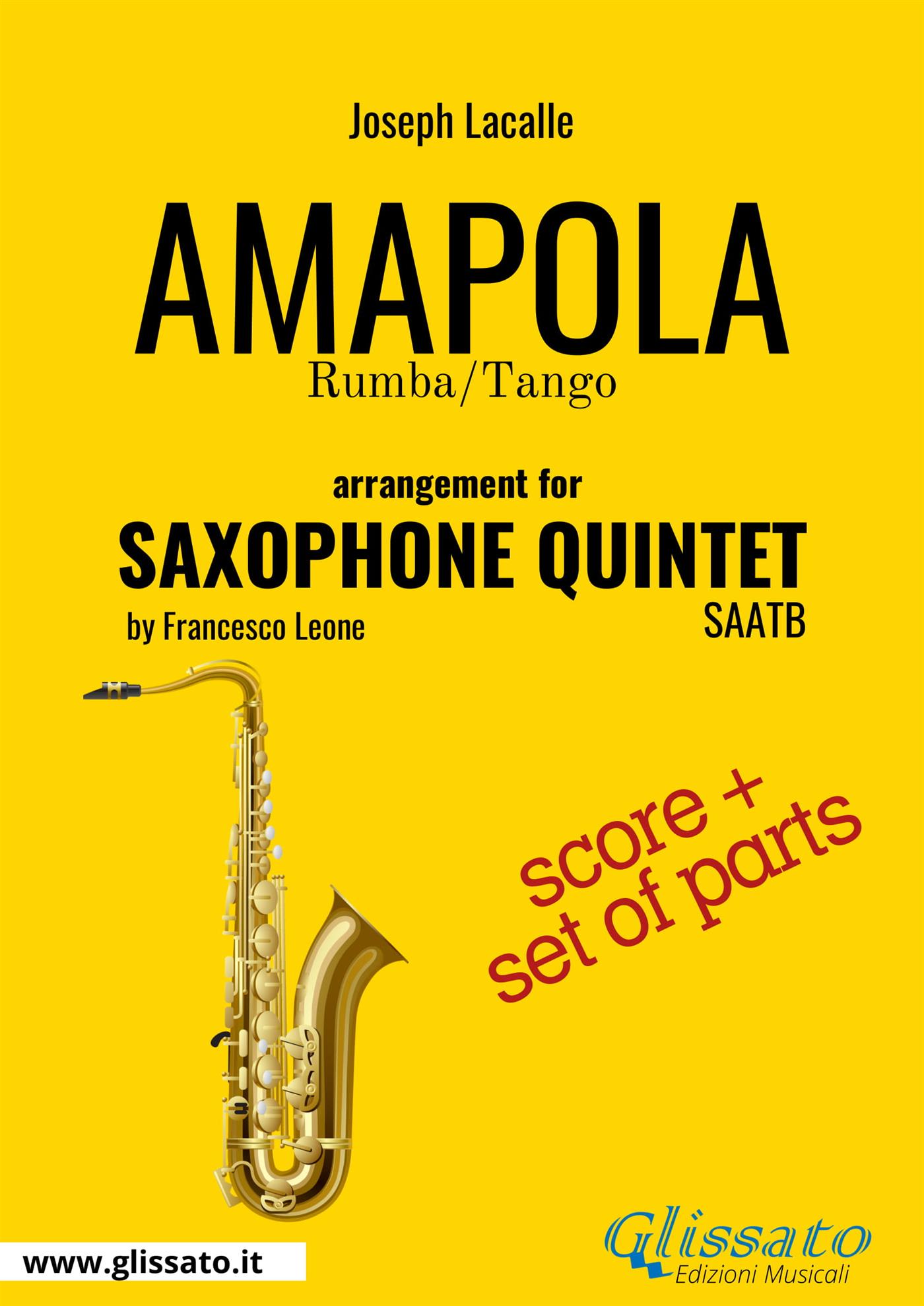 Amapola - Flexible Saxophone Quintet score & parts - Joseph Lacalle - E-Book