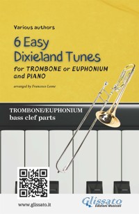 Trombone or Euphonium & Piano "6 Easy Dixieland Tunes" solo bass clef parts - traditional American - E-Book