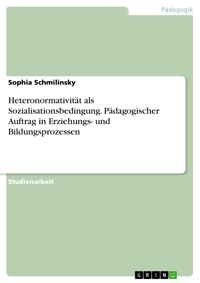 Heteronormativität als Sozialisationsbedingung. Pädagogischer Auftrag in Erziehungs- und Bildungsprozessen - Sophia Schmilinsky - E-Book
