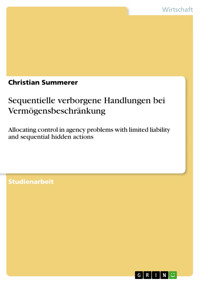 Sequentielle verborgene Handlungen bei Vermögensbeschränkung - Christian Summerer - E-Book
