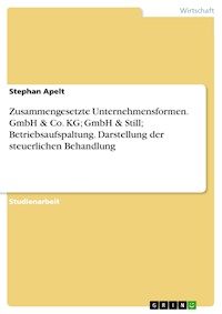 Zusammengesetzte Unternehmensformen. GmbH & Co. KG; GmbH & Still; Betriebsaufspaltung. Darstellung der steuerlichen Behandlung - Stephan Apelt - E-Book