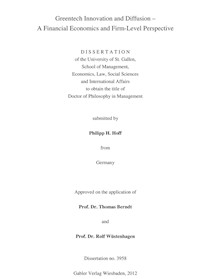 Greentech Innovation and Diffusion - Philipp Hoff - E-Book