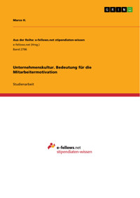 Unternehmenskultur. Bedeutung für die Mitarbeitermotivation - Marco H. - E-Book